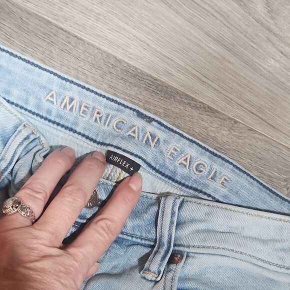 American Eagle Athletic Straight Airflex High Rise Medium Wash Jeans - Picture 2 of 9